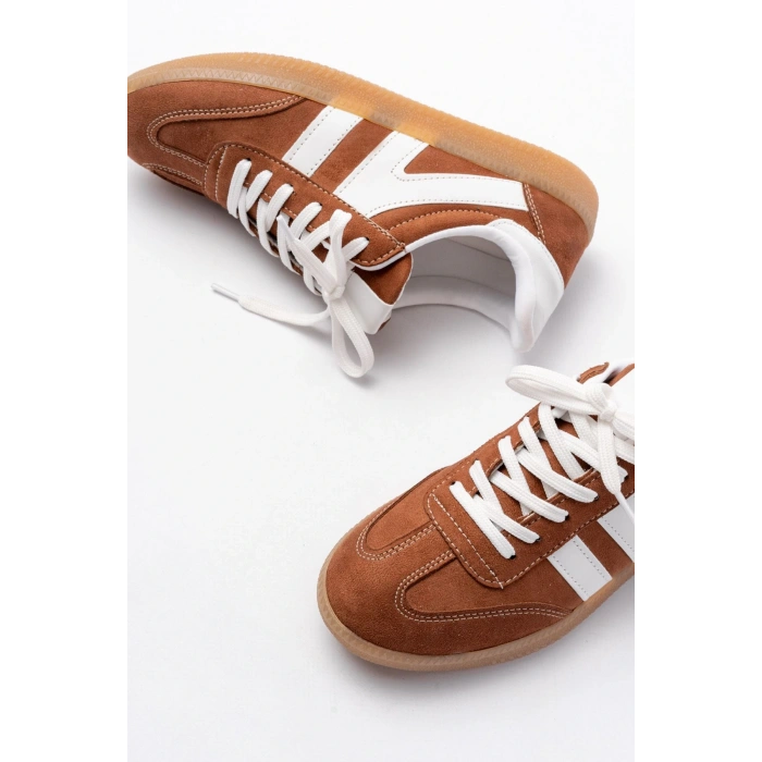 M-1004 Taba Süet Bağcıklı Termo Taban Günlük Kadın Spor