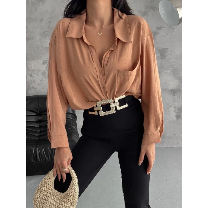 Modal oversize cepli gömlek