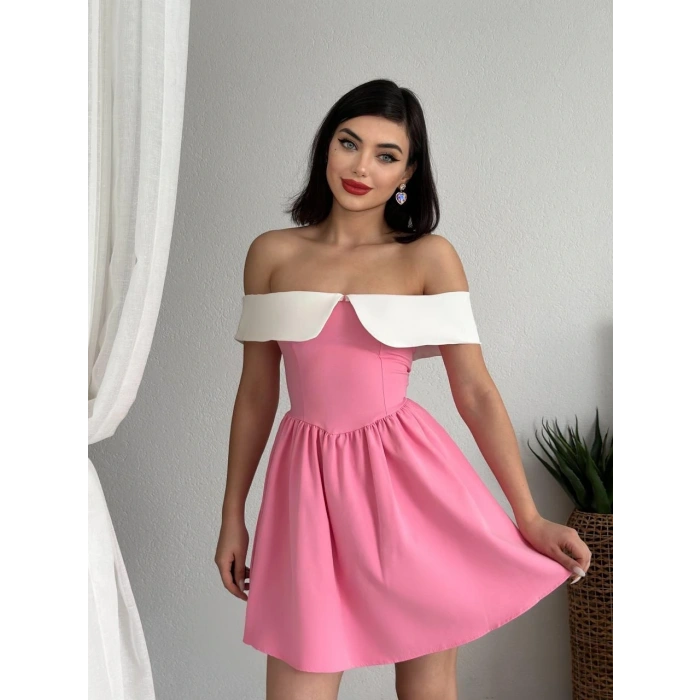 Nalia Beyaz Yakalı Elbise