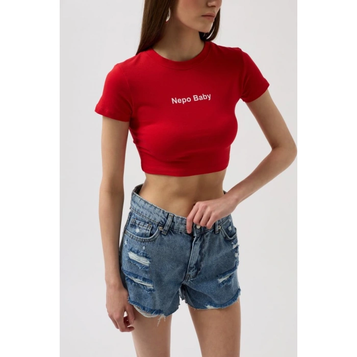 Nepo Baskılı Crop TShirt