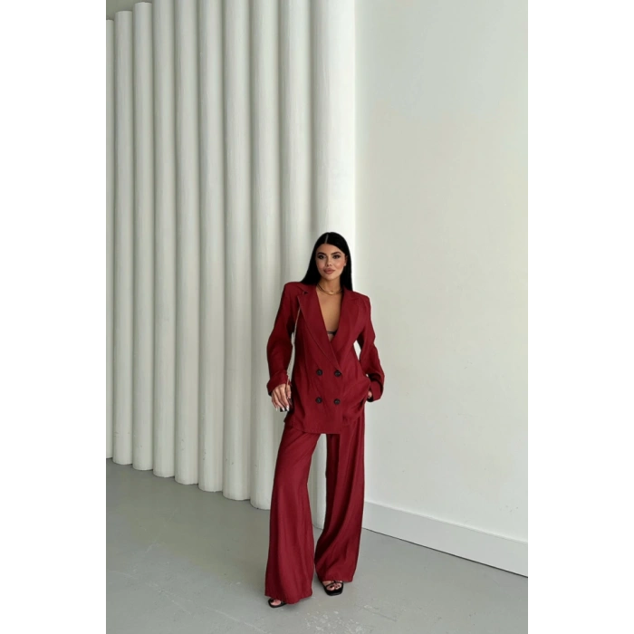 MODAL 4 DÜĞME ATARIZ CEKET  PANTOLON TAKIM  Bordo