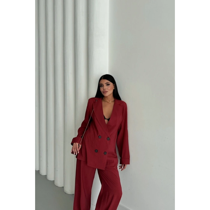 MODAL 4 DÜĞME ATARIZ CEKET  PANTOLON TAKIM  Bordo