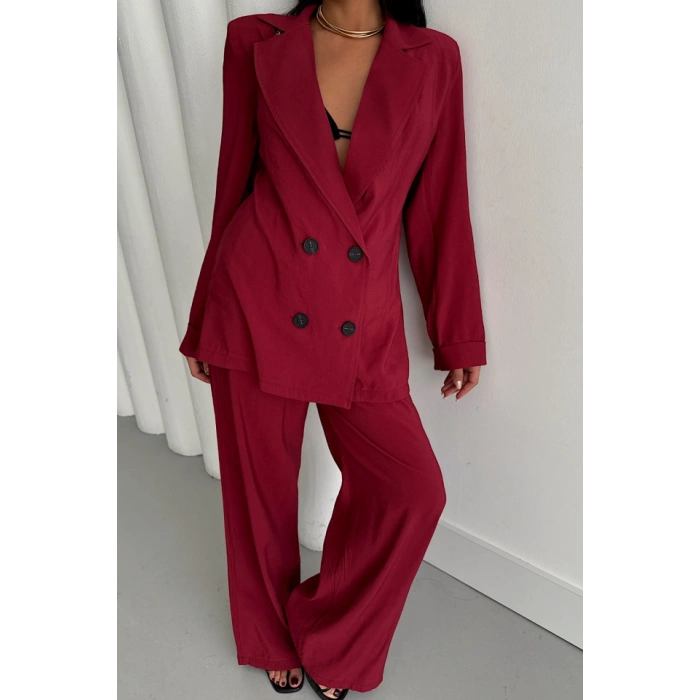 MODAL 4 DÜĞME ATARIZ CEKET  PANTOLON TAKIM  Bordo