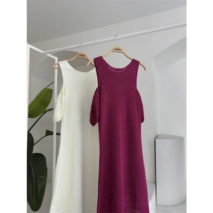 Omuz Detaylı Etek Ücü Püsküllü Triko Elbise 2862