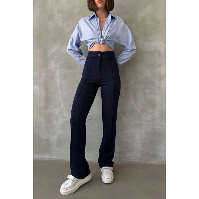 Önü cumalı ithal krep pantolon