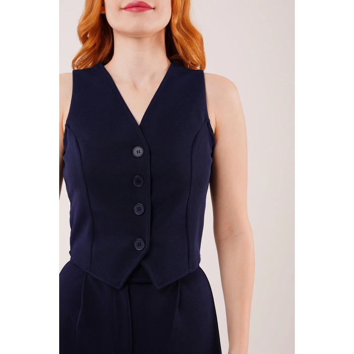 Önü Düğmeli acivert Yelek