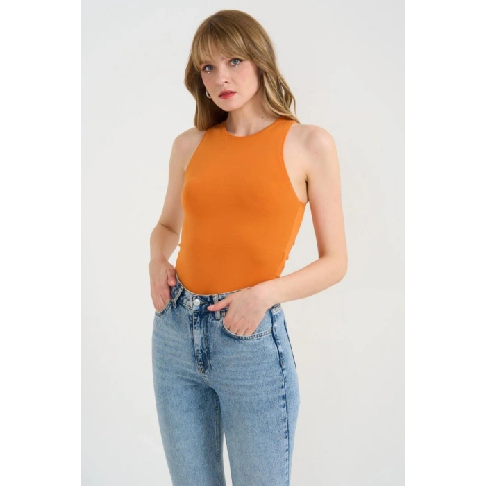 Örme Bisiklet Yaka Atlet  Oranj