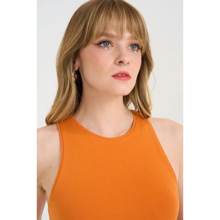 Örme Bisiklet Yaka Atlet  Oranj