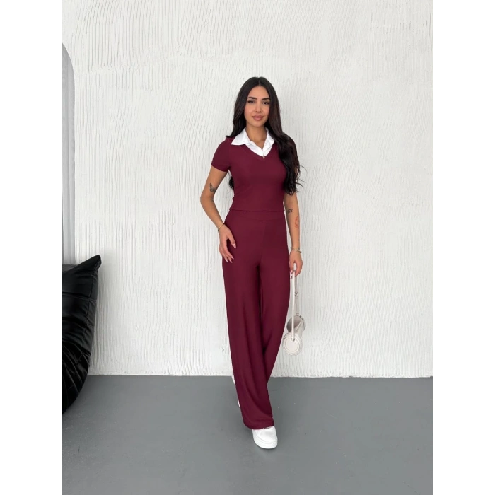 Ottoman kumaş beyaz gömlek yaka takım s4142