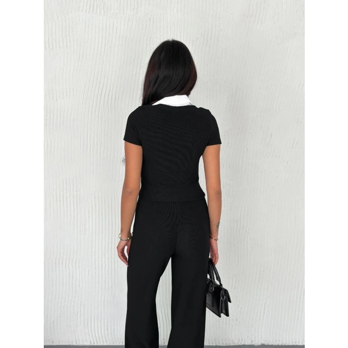 Ottoman kumaş beyaz gömlek yaka takım s4142