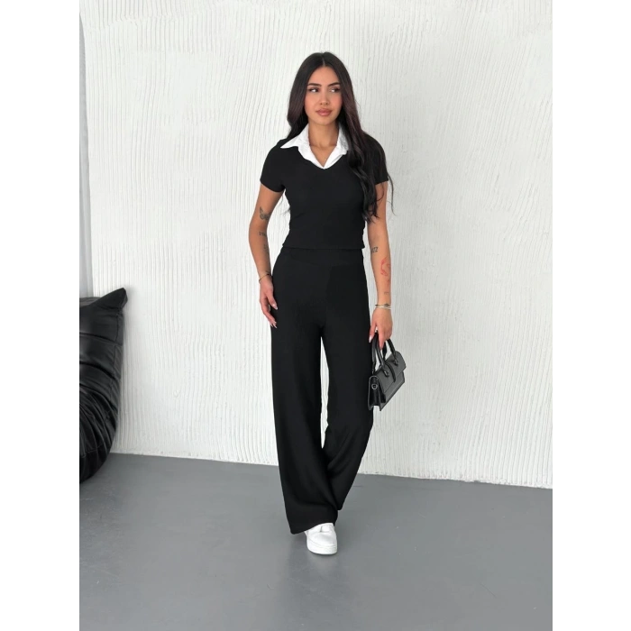 Ottoman kumaş beyaz gömlek yaka takım s4142