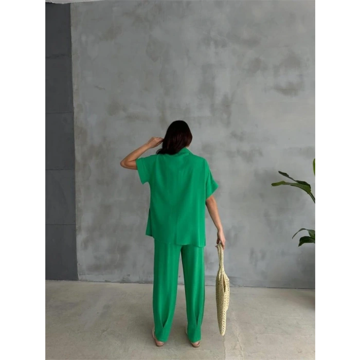 OUZ İDYE IRAI BUZ  PAÇA PENİ PANTOON TAKI  Yeşil