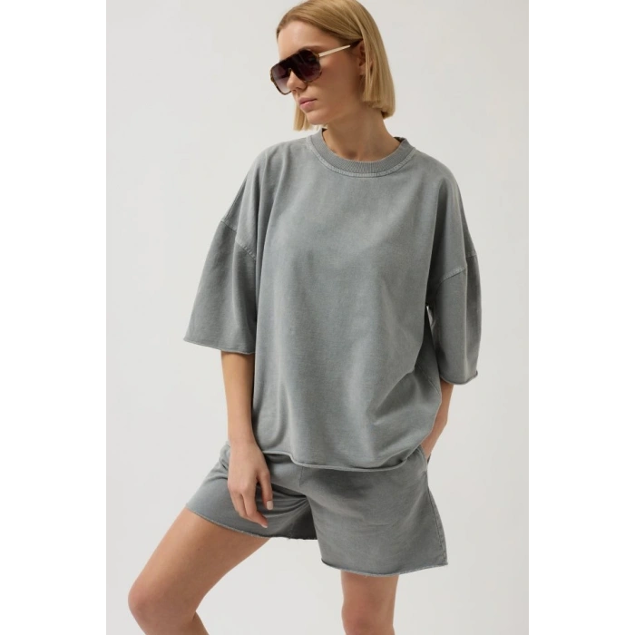 Oversize azer Kesim Bisiklet Yaka Thirt