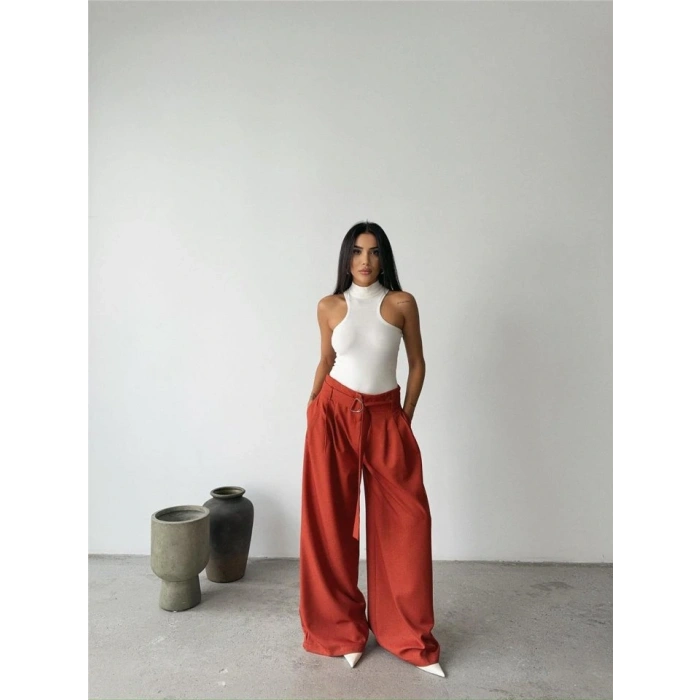 PAAZZO PANTOON KUAŞ KEER DETAYI  Kiremit