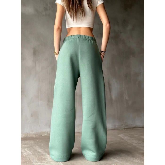 Palazzo Bol Paça Eşofman Pantolon  Yeşil