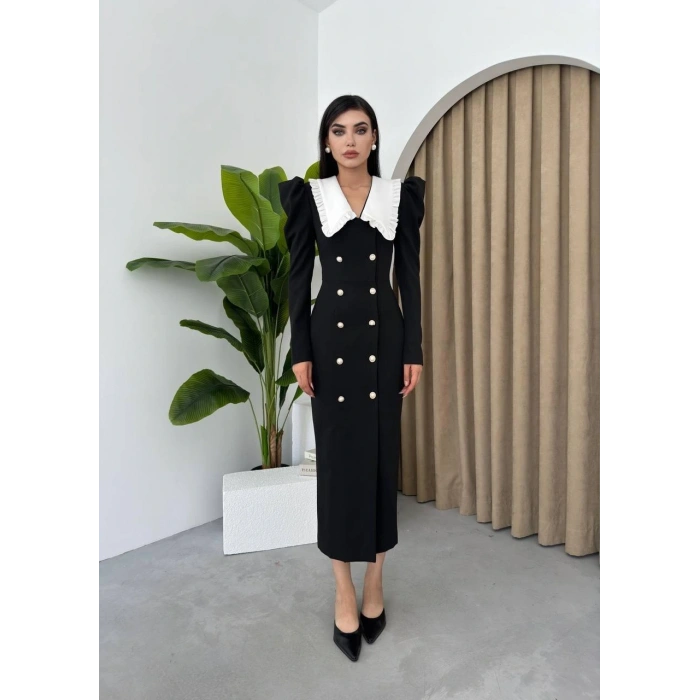 Palmas Geniş Yakalı Elbise