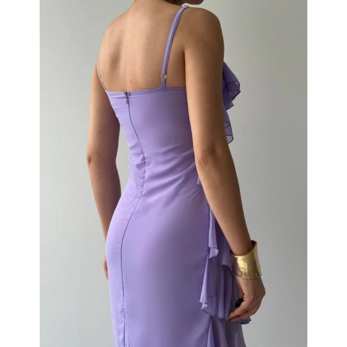 Ples Yırtmaç Detaylı Elbise