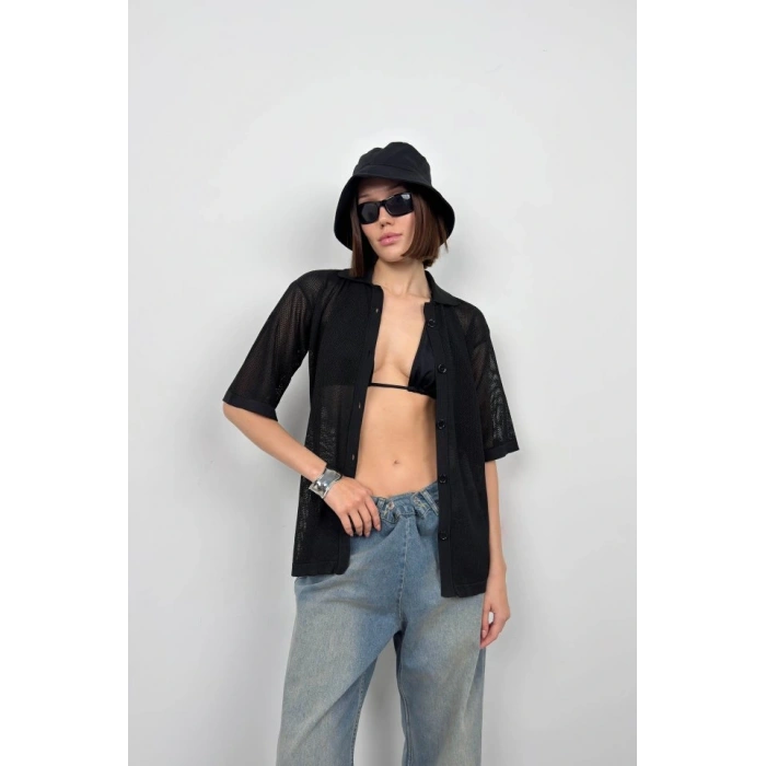 Polo Yaka Fileli Bluz