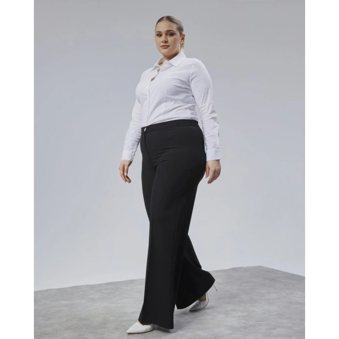 Poly Viscose Full Lycra Beli̇ Lasti̇kli̇ Battal Pantolon