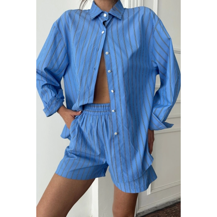 POPİN ÇİZGİİ GÖEK  ŞORT TAKI  avi