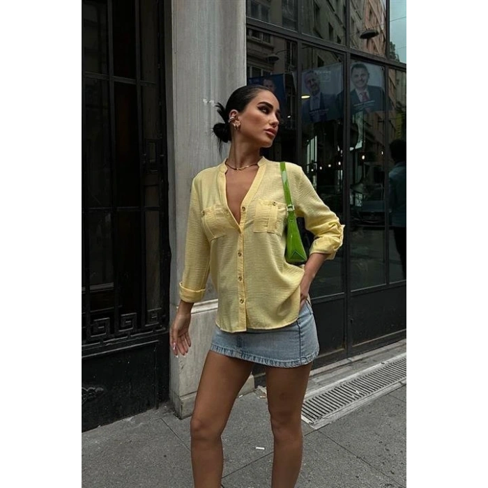 Poulina Flamlı Keten Gömlek 325708