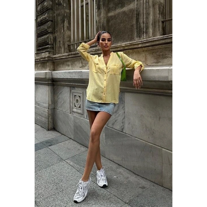 Poulina Flamlı Keten Gömlek 325708