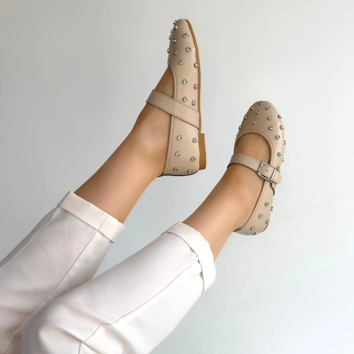 Ritta Bej Cilt Kemerli Babet Ayakkabı