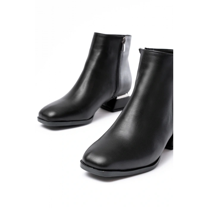 RM-500 Siyah Topuklu Fermuarlı Günlük Kadın Bot