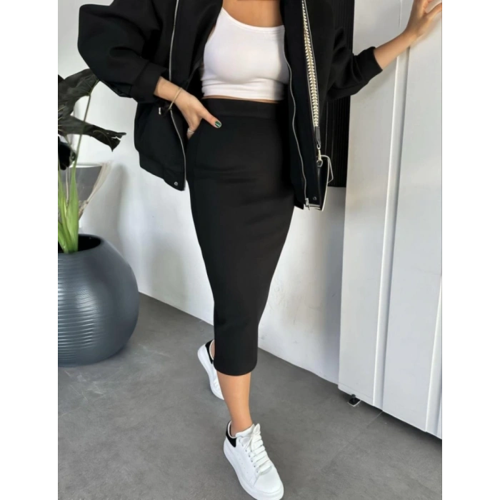 RYE evsim Kaşe Fermuarlı Ceket Etek Takım Kaşmir Ceket Etekli  İkili Takım Kaşe Bomber CeketEtek Takım