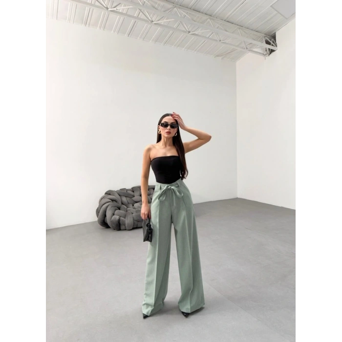 Sante Çi̇zgi̇li̇ Bel Kuşakli Palazzo Pantolon