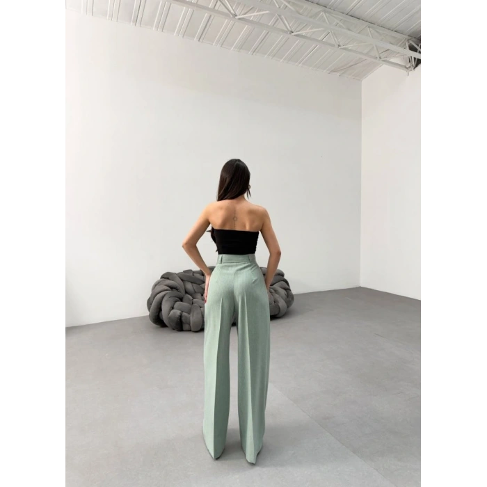 Sante Çi̇zgi̇li̇ Bel Kuşakli Palazzo Pantolon