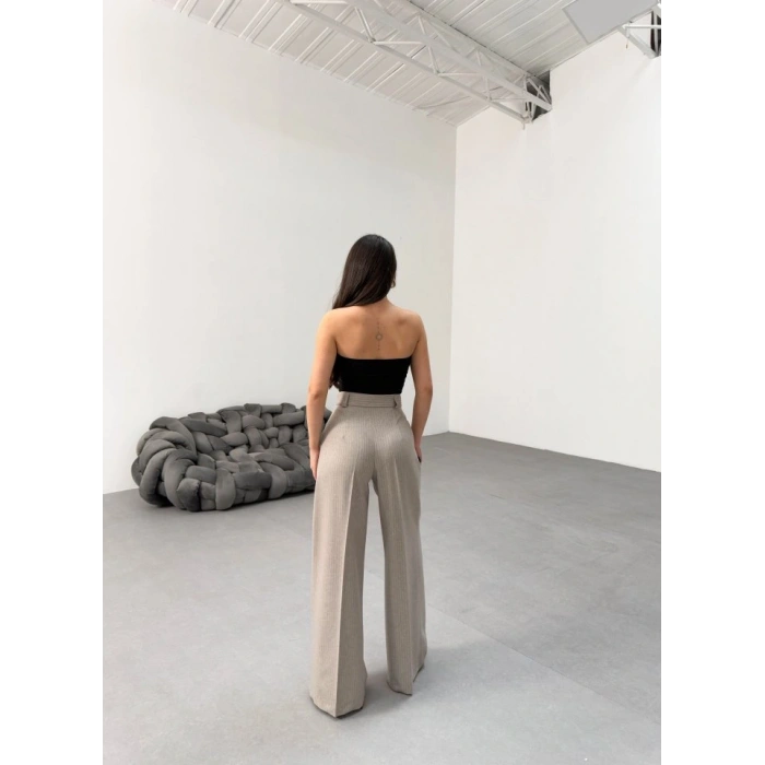 Sante Çi̇zgi̇li̇ Bel Kuşakli Palazzo Pantolon