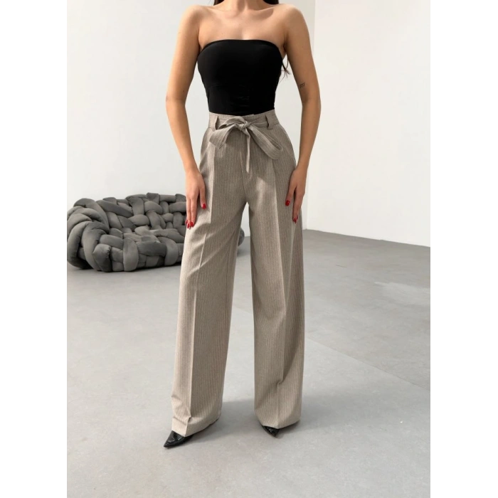 Sante Çi̇zgi̇li̇ Bel Kuşakli Palazzo Pantolon