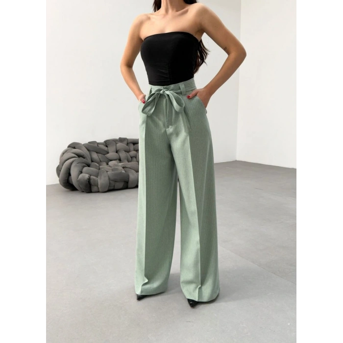 Sante Çi̇zgi̇li̇ Bel Kuşakli Palazzo Pantolon