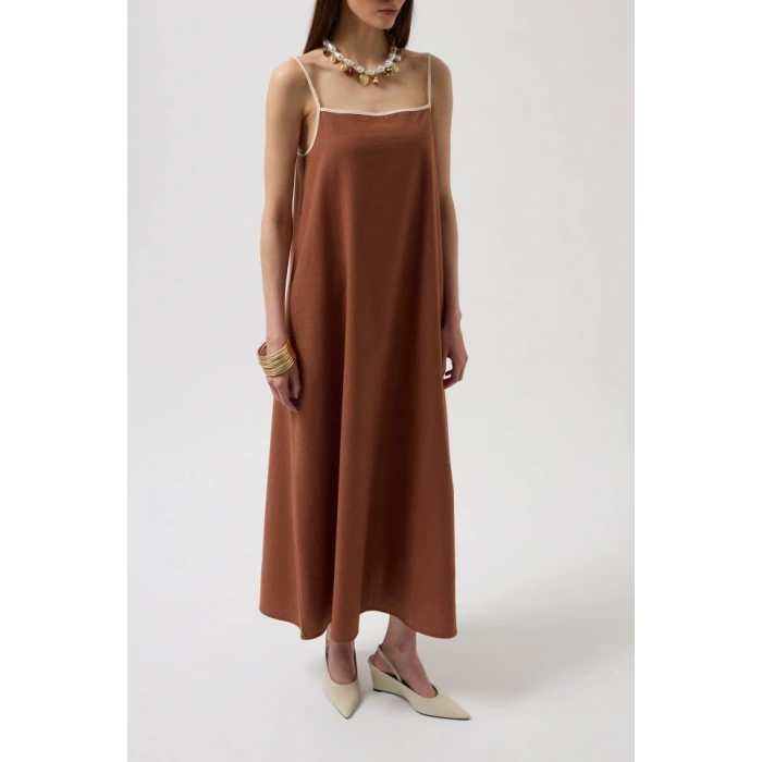 Şerit Detay Keten axi Elbise