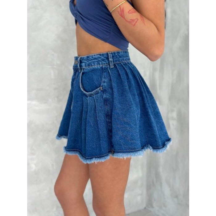 Şık Pileli Yazlık ini Etekli Kot aks avisi