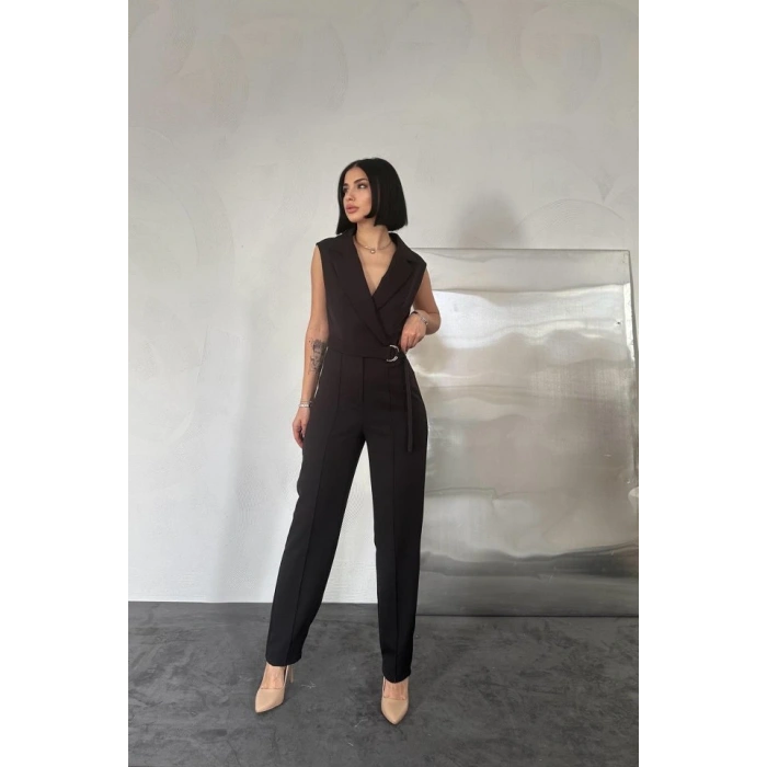 Siyah Sıfır Kol Atlas Tulum