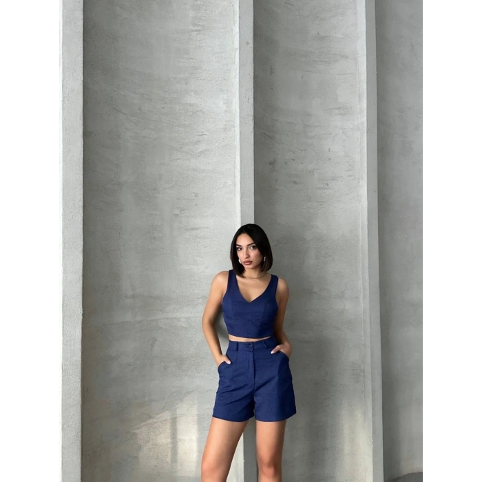 Şortlu keten takım s255014