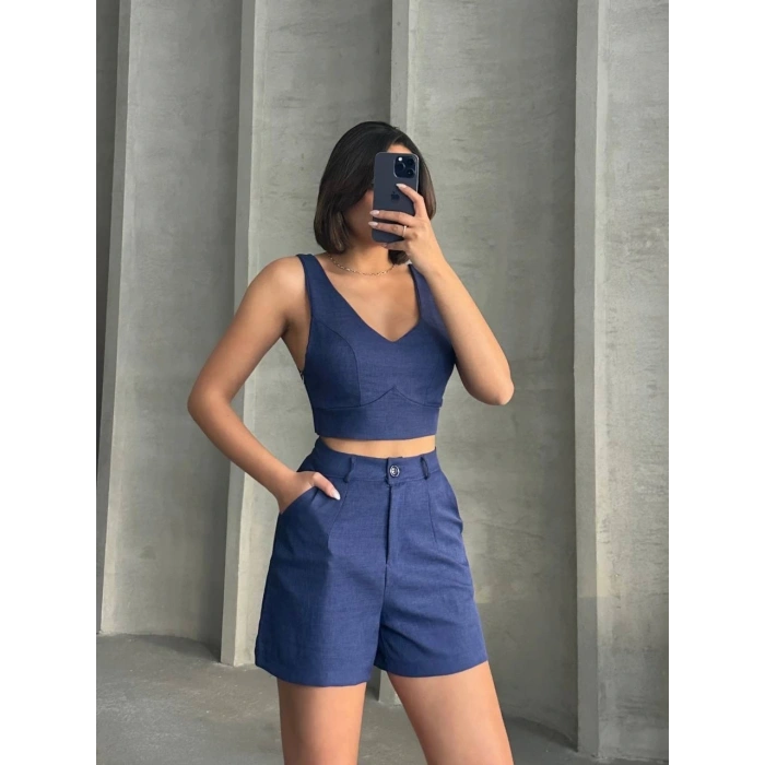 Şortlu keten takım s255014