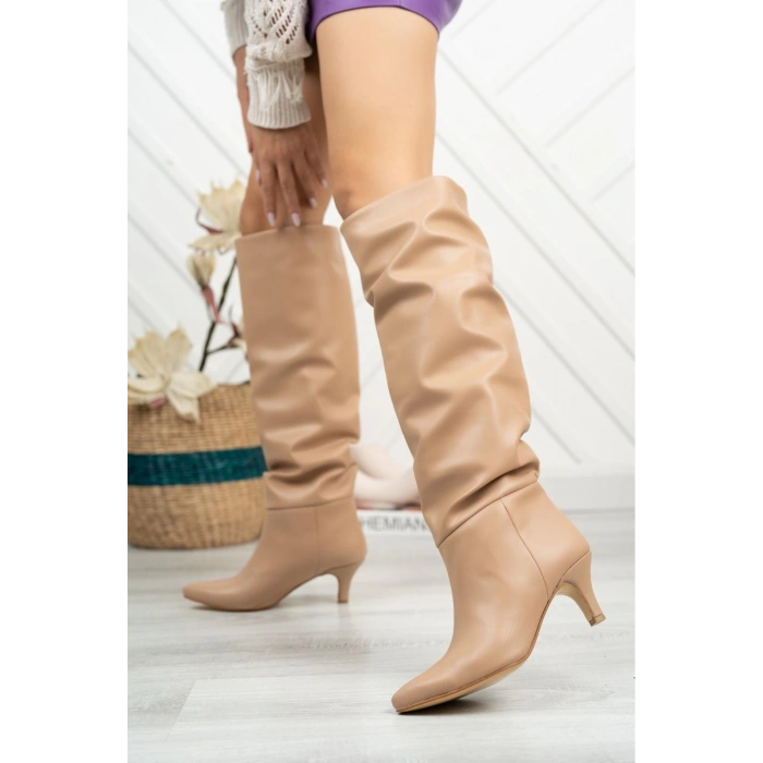 SR-2001 Nut Körüklü İnce Topuklu Günlük Bayan Çizme