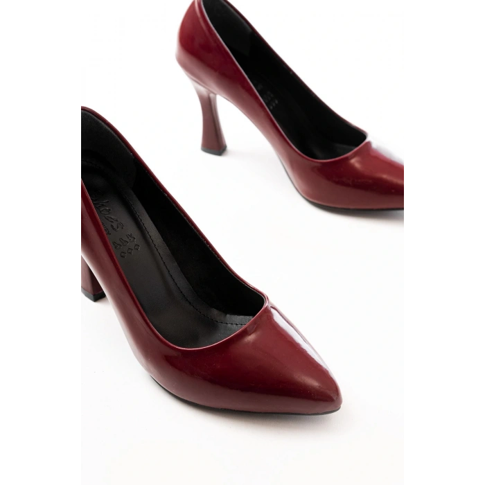 ST-001 Bordo Rugan Günlük 9 cm Topuklu Bayan Stiletto Ayakkabı