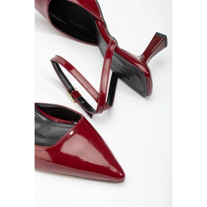 ST-004 Bordo Rugan Günlük 7 cm Topuklu Bayan Ayakkabı