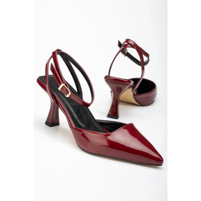 ST-004 Bordo Rugan Günlük 7 cm Topuklu Bayan Ayakkabı