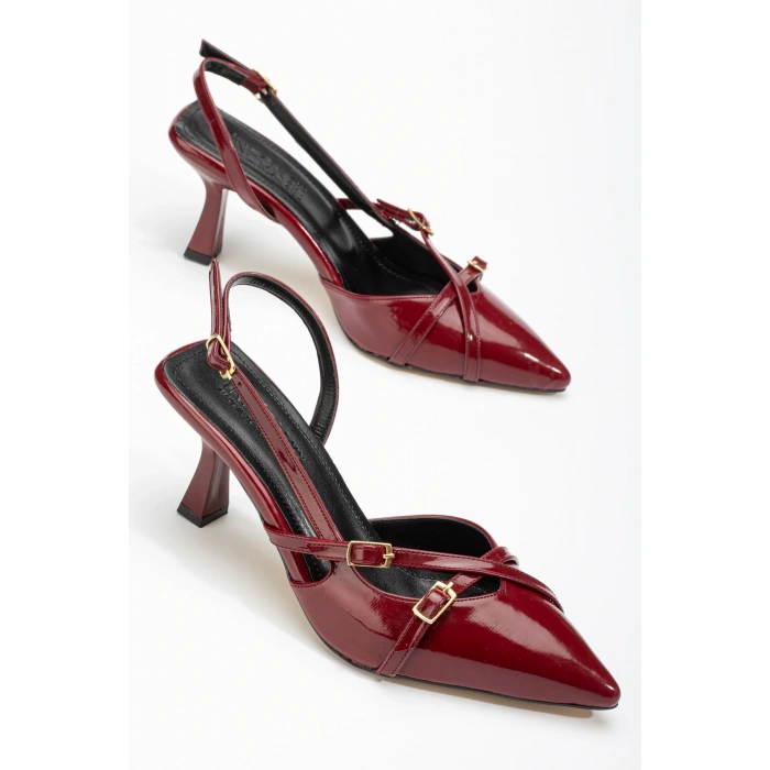 ST-005 Bordo Rugan Günlük 7 cm Topuklu Bayan Ayakkabı