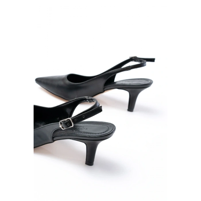 ST-1152 Siyah Günlük 7 cm Topuklu Kadın Ayakkabı