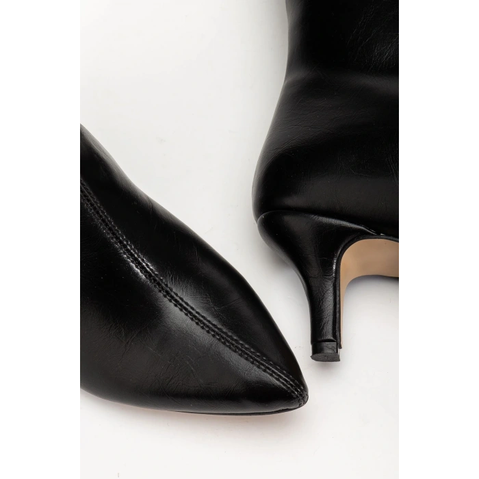 SYT-2025 Siyah Kırışık Rugan Günlük Kadın Çizme