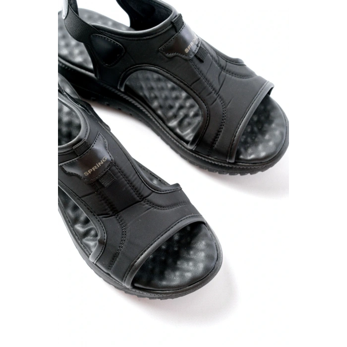 T-221 Siyah Spring Paraşüt Kumaş Lastikli Ortopedik Kadın Sandalet