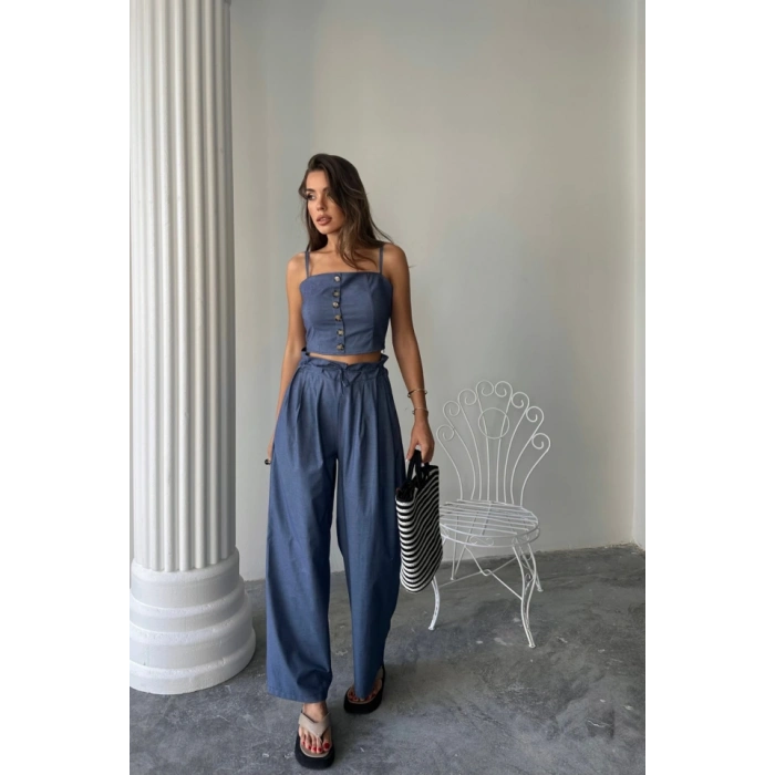 TENCE CROP AKII BUZ  ŞAVAR PANTOON TK  İndigo