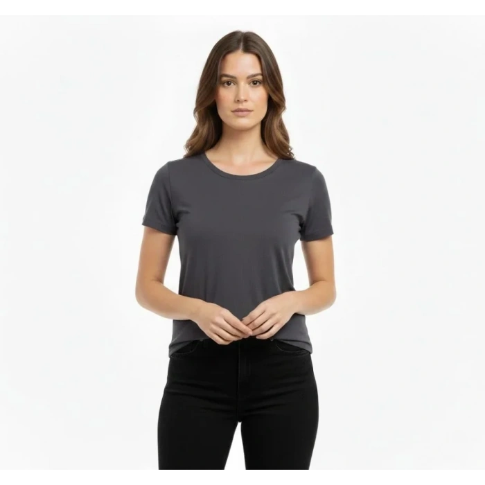 Thirt Bisiklet Yaka lim Fit ikralı Tişört Günlük Basic Body  Füme