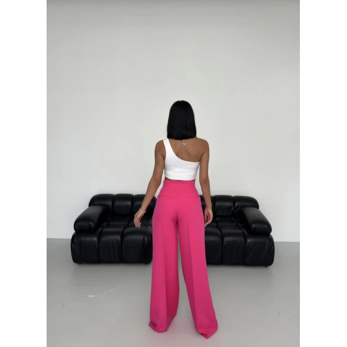 Üç Düğme Detayli Palazzo Pantolon